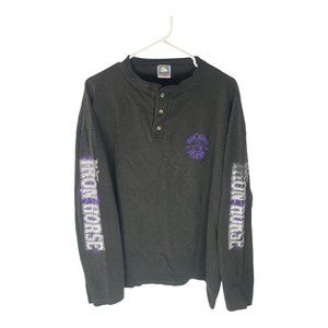 Vintage Iron Horse Saloon Anvil Size XXL Bike Week 1994 Long Sleeve Henley Shirt